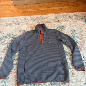 L.L. Bean Blue Quarter-Zip Pullover with Rust Trim